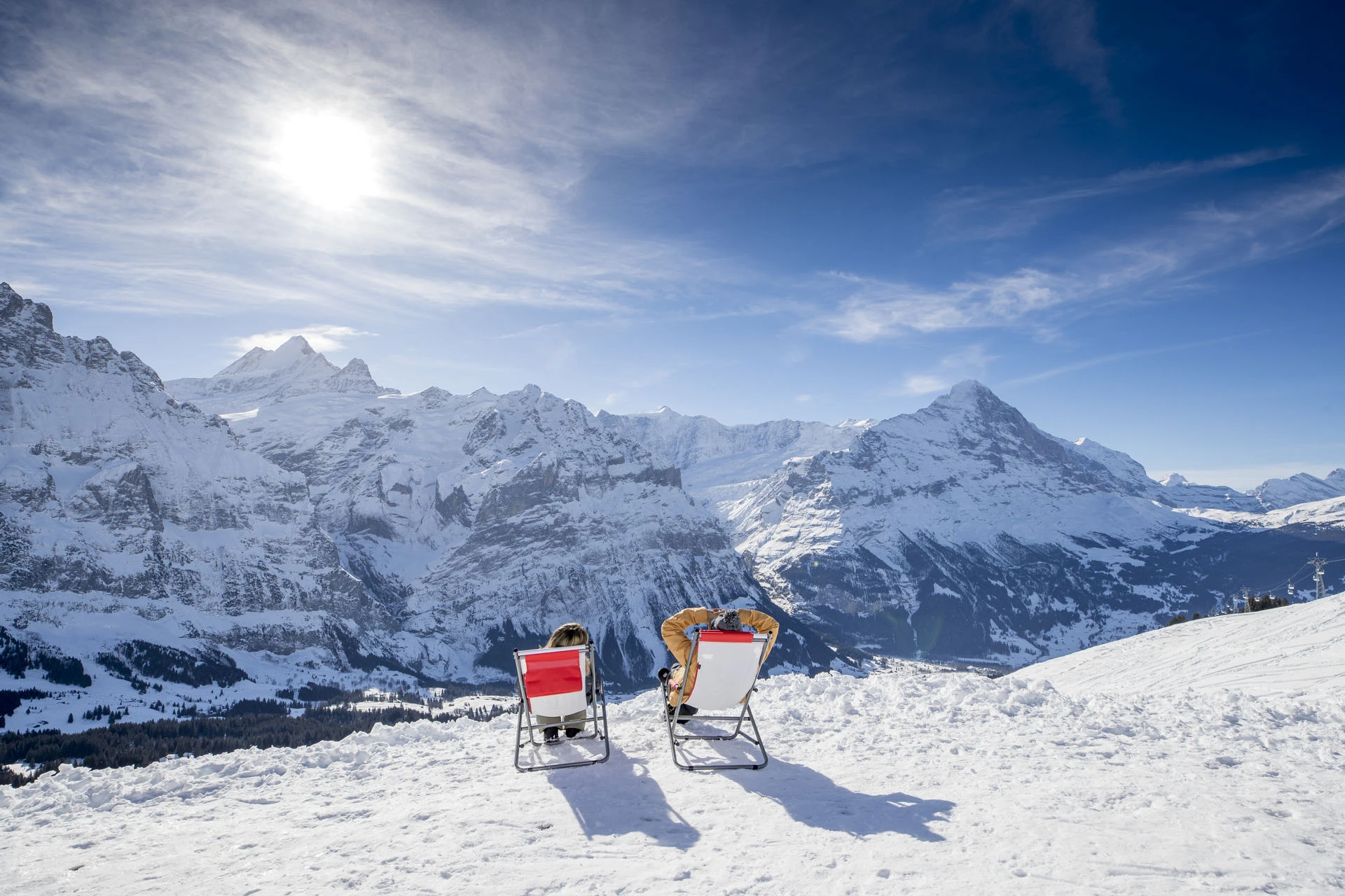 Snowboarden im Skigebiet Grindelwald-First in der  Jungfrauregion